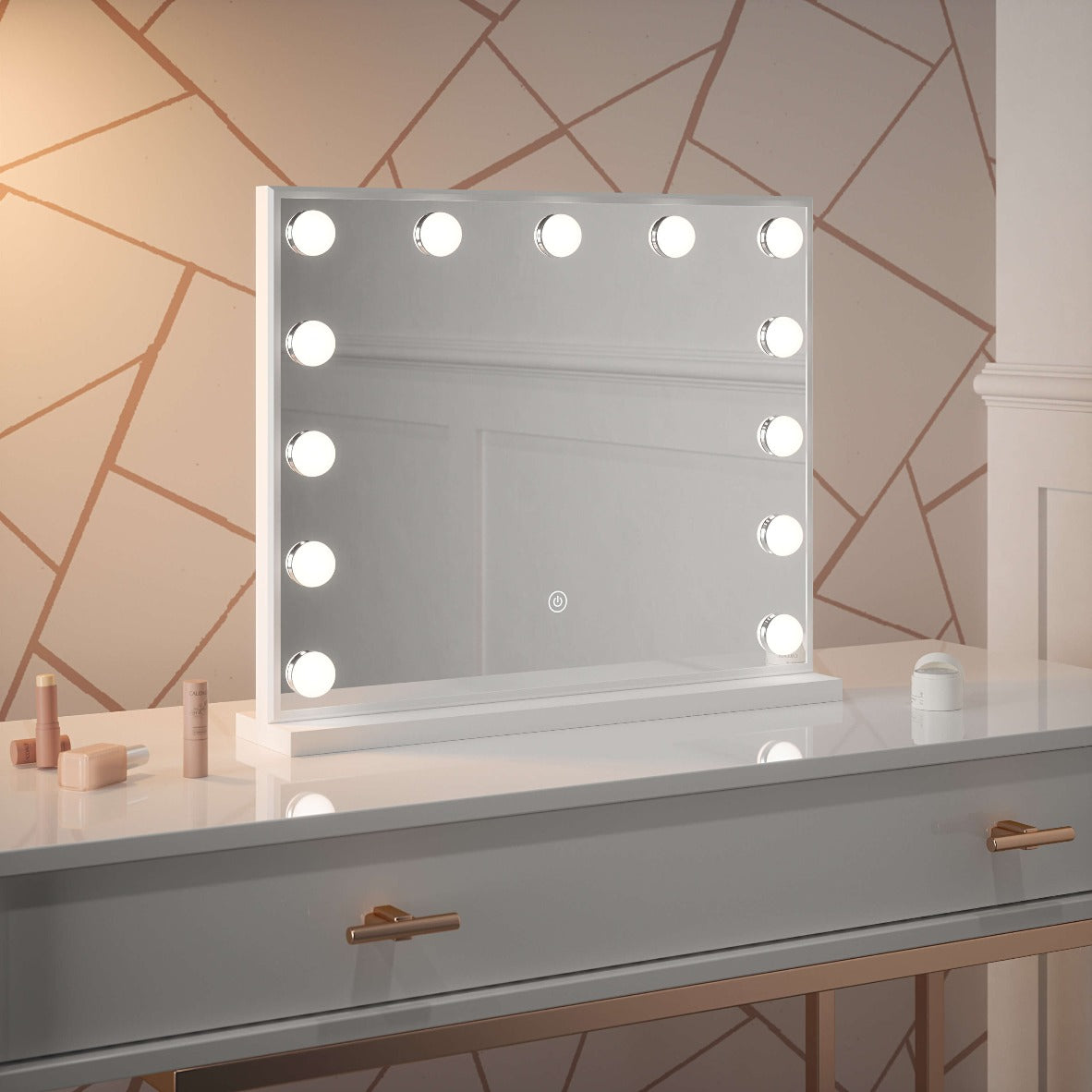 Miroir de Vanité LED Compact avec Éclairage Réglable 50x42cm