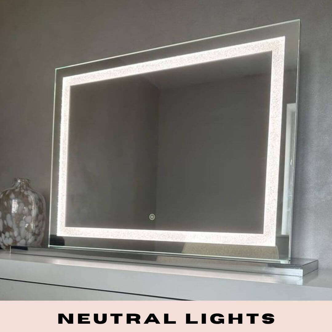 Miroir de Vanité LED 80x60 cm – Éclairage Dimmable et Design Cristal Sablé