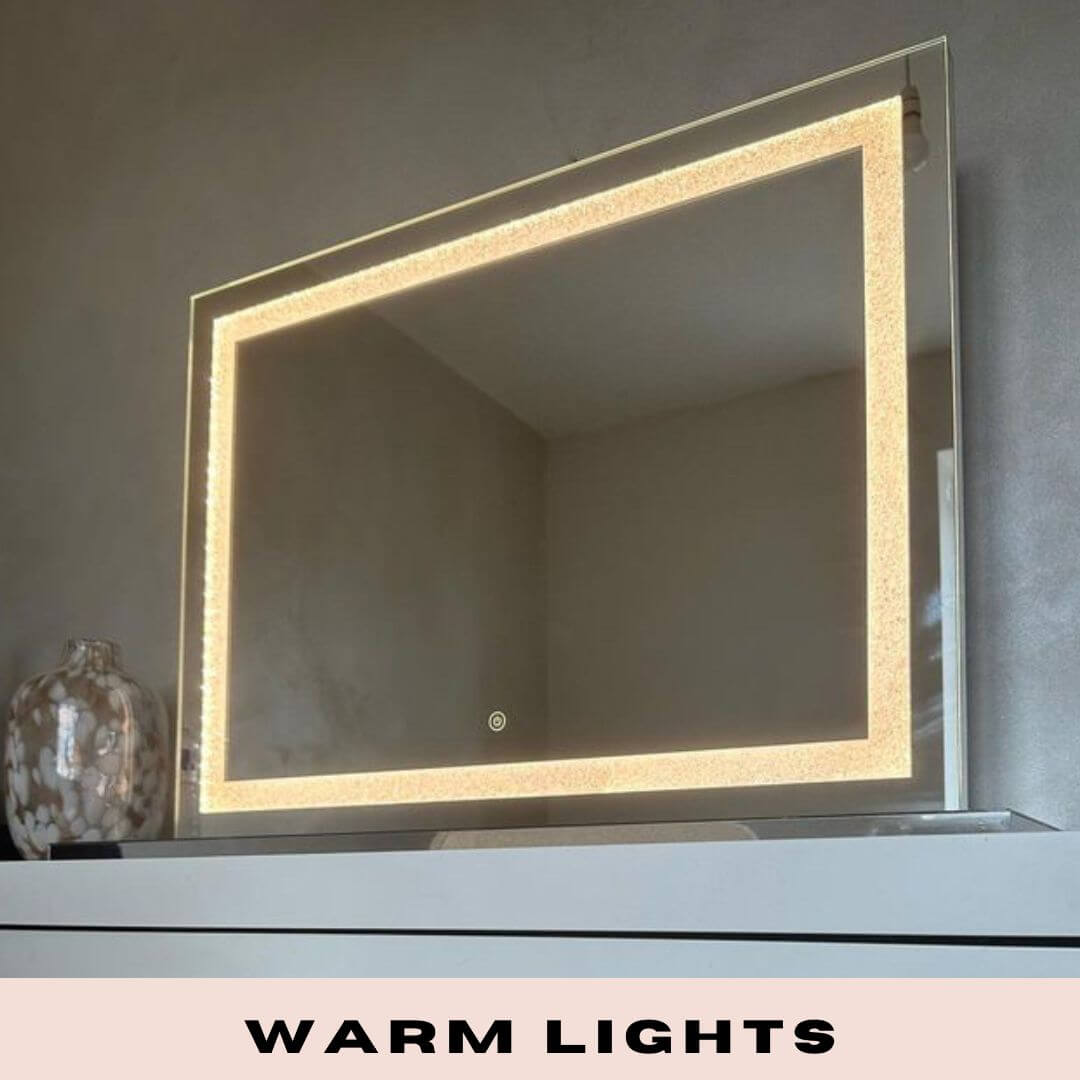 Miroir de Vanité LED 80x60 cm – Éclairage Dimmable et Design Cristal Sablé