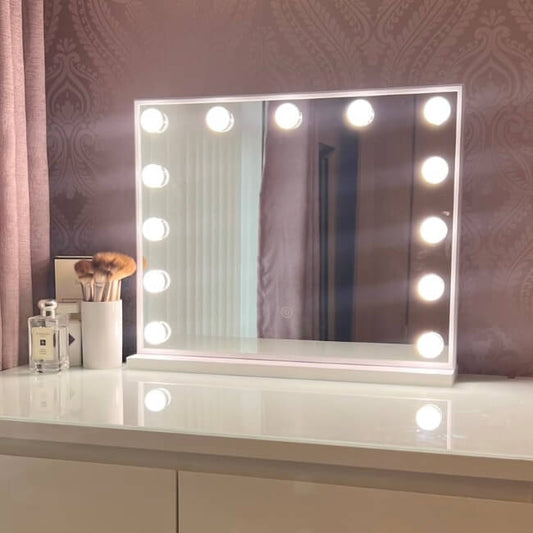 Miroir de Vanité LED Compact avec Éclairage Réglable 50x42cm