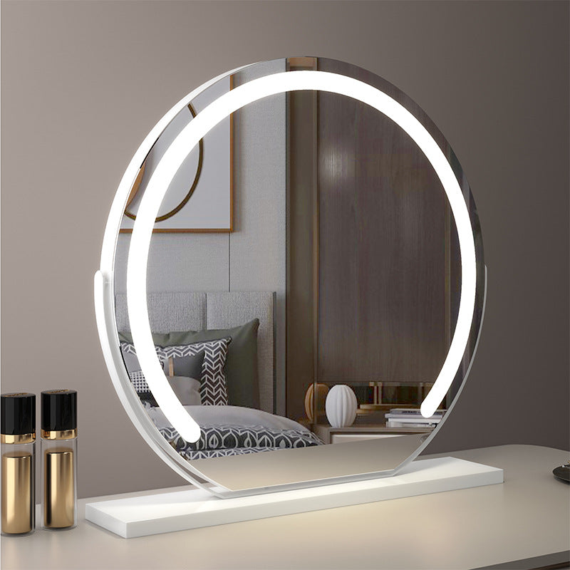 Grand Miroir de Vanité LED Ronde 24” – 3 Modes d'Éclairage, 360° de Rotation et Régulation de la Luminosité, Noir