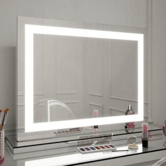 Miroir de Vanité LED 80x60 cm – Éclairage Dimmable et Design Cristal Sablé