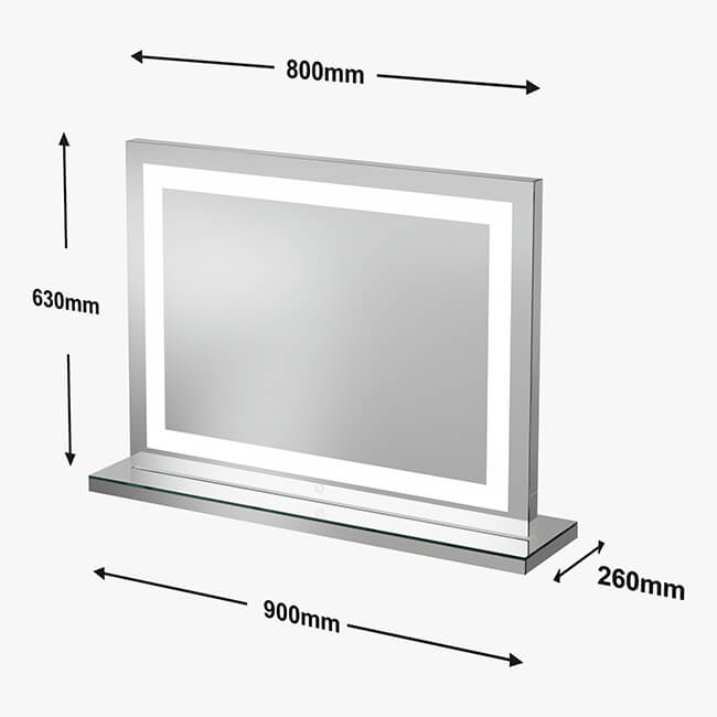 Miroir de Vanité LED 80x60 cm – Éclairage Dimmable et Design Cristal Sablé