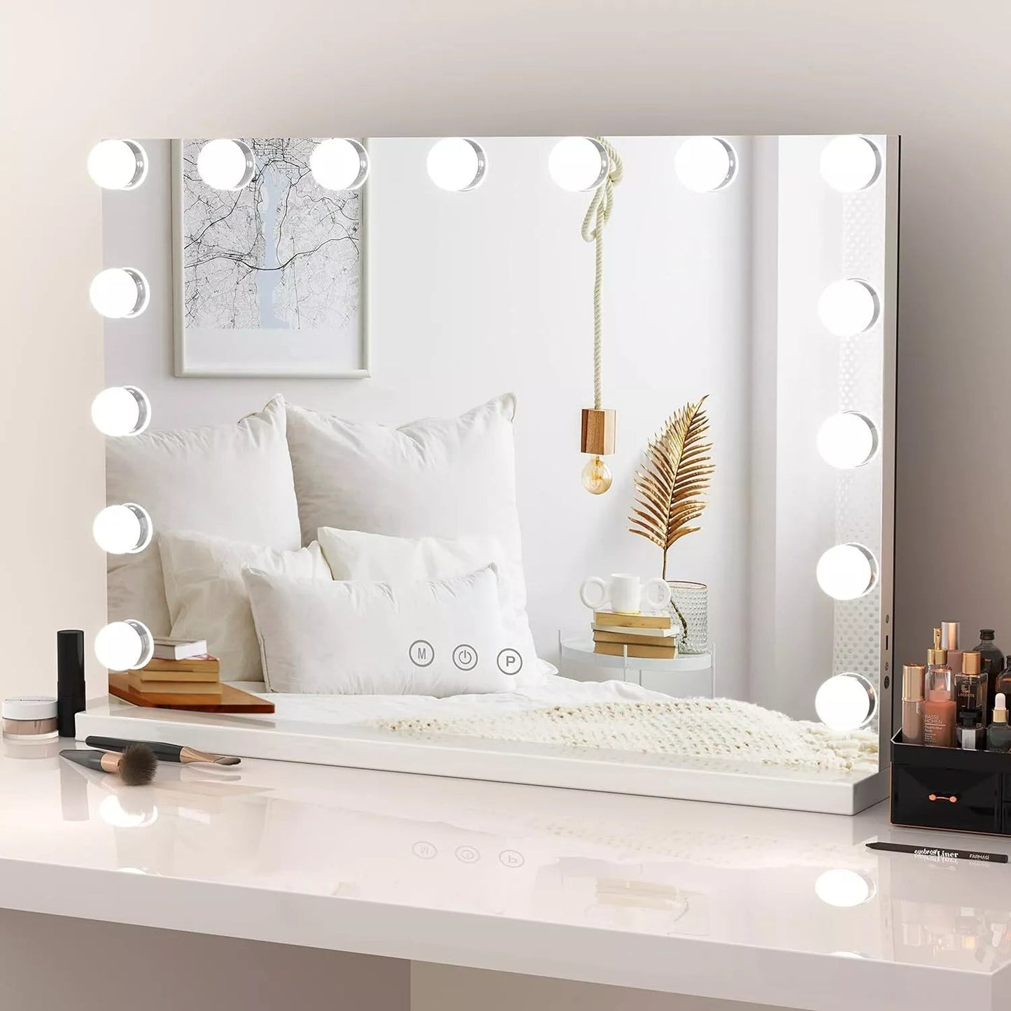 Miroir de Vanité LED avec Éclairage Réglable 58x46cm