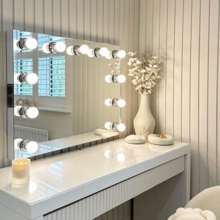 Miroir de coiffeuse Bluetooth avec éclairage LED 80x60cm