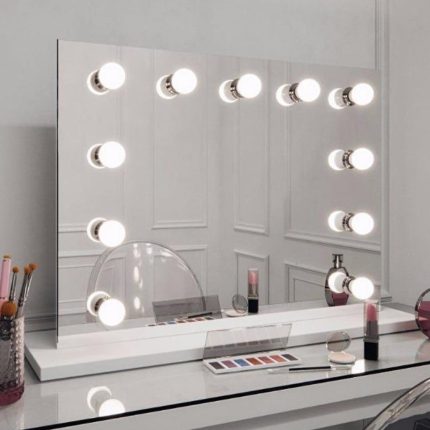 Miroir de coiffeuse Hollywood 80x60cm avec éclairage LED
