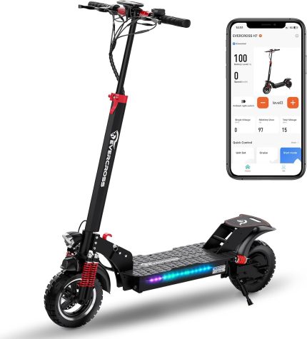 EVERCROSS H9 Trottinette Électrique Adulte Pliable - Moteur 500W, Autonomie 45-65km, Pneus 10" Solides