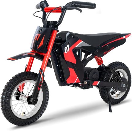 EVERCROSS EV12M Motocross Électrique Enfant Rouge - Moteur 300W, Vitesse 8/12/25 km/h, Autonomie 15km