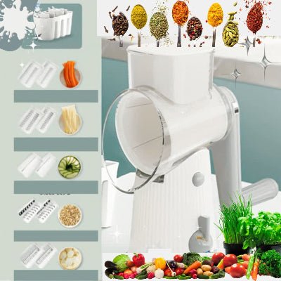Mandoline, 12 en 1 mandoline cuisine nouvelle génération râpe à fromage- Blanc