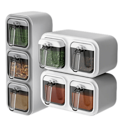 Rangement cuisine pour épices mural boite de rangement cuisine efficace- Blanc 3 boites