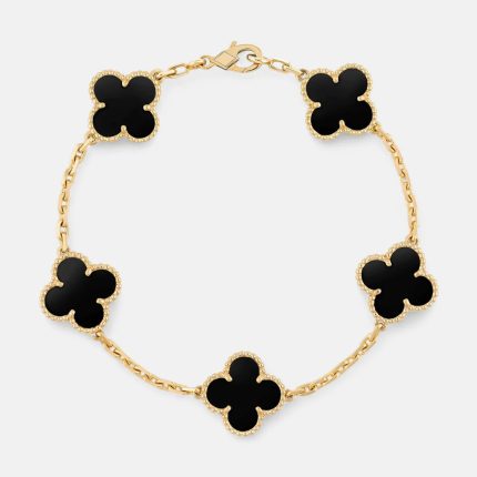 Bracelet trèfle à quatre feuilles avec gravure