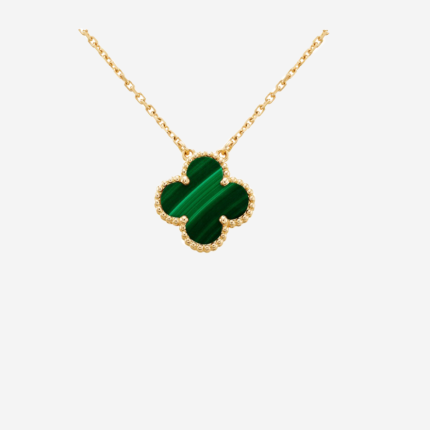 Collier pendentif trèfle malachite
