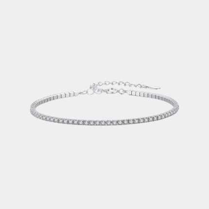 Bracelet tennis en argent sterling avec pierres plaqué or blanc
