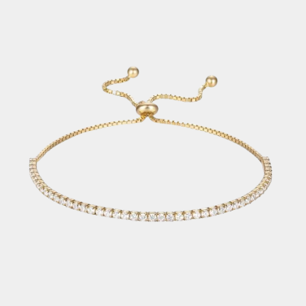 Bracelet tennis coulissant plaqué or 18K