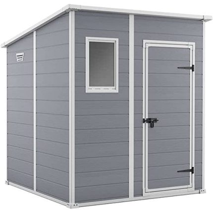 Keter Manor 6×6 Plastic Pent Garden Storage Shed – Grey