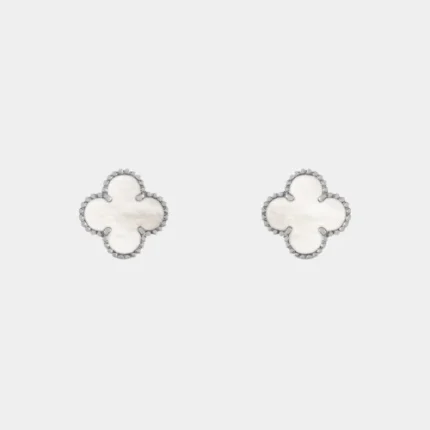 Boucles d'oreilles mini trèfle nacre et argent