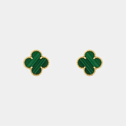 Boucles d'oreilles mini trèfle avec malachite