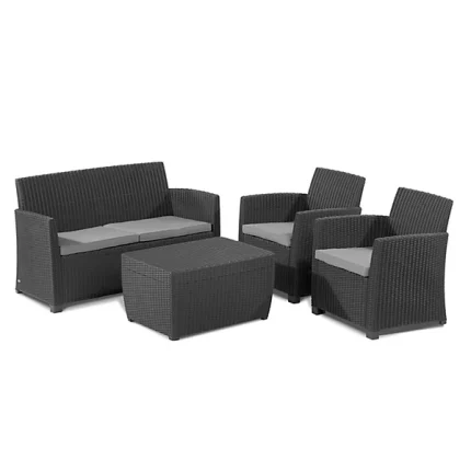 Keter Mia 4-Seater Graphite Outdoor Coffee Lounge Set with Storage Table