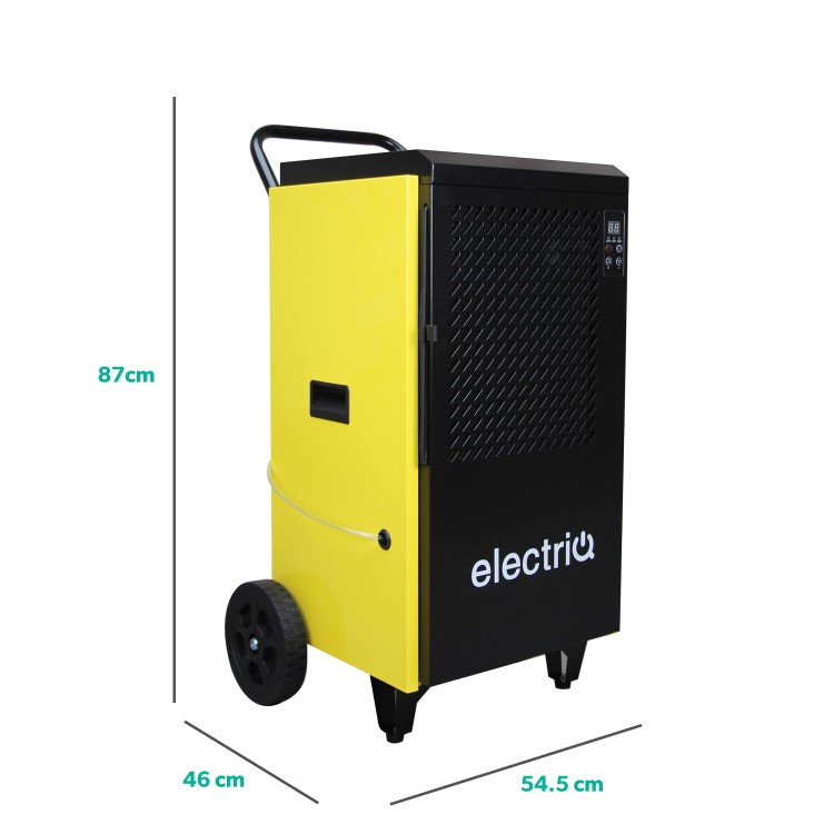 electriQ 70L Industrial Portable Dehumidifier with Metal Body and Wheels - Image 4