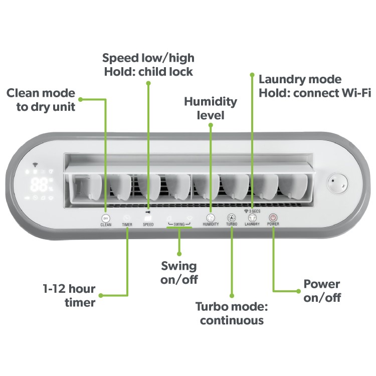 electriQ 25L Smart Low-Energy Laundry Dehumidifier with Wi-Fi and Heater - Image 14
